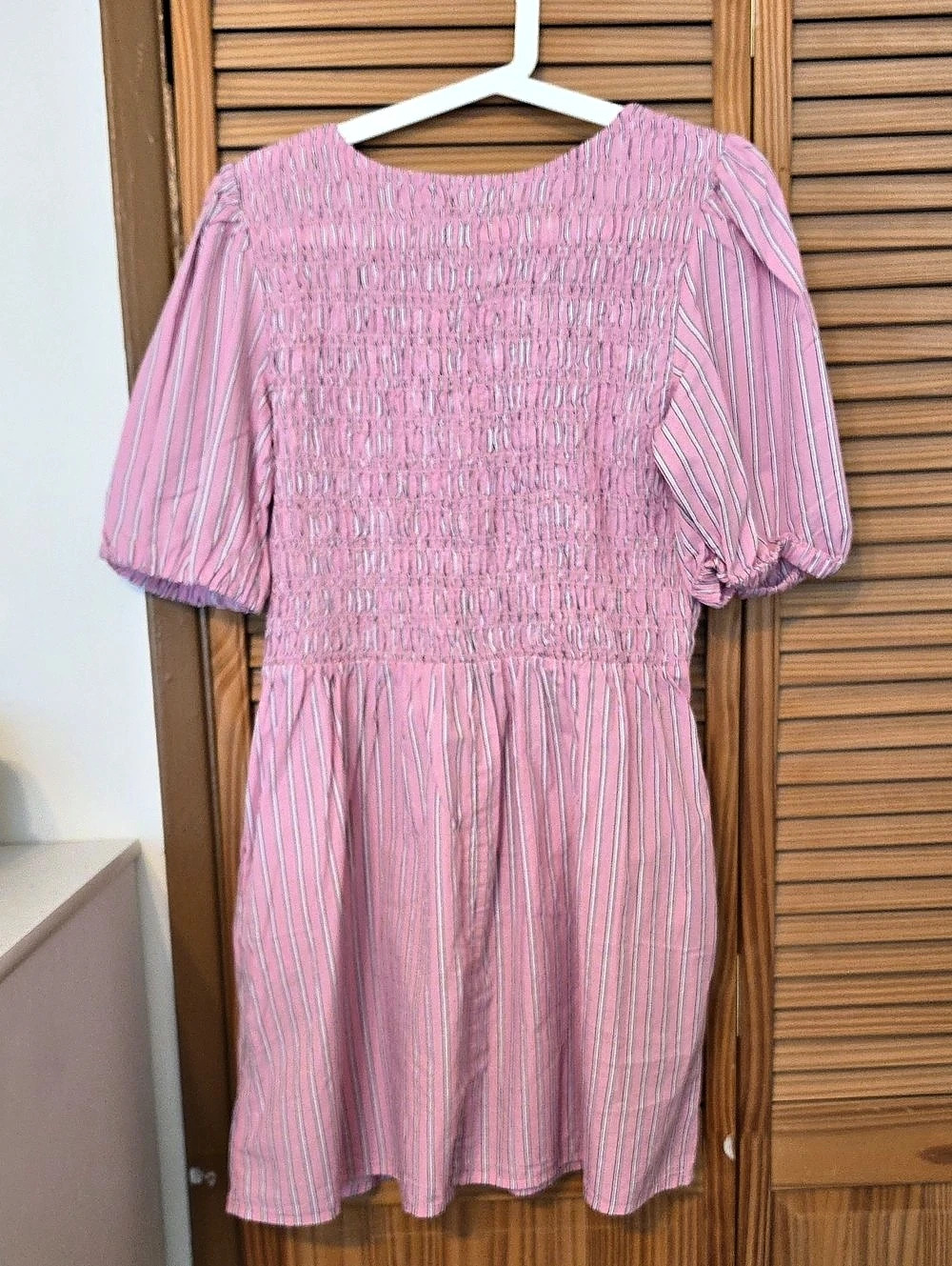 Old Navy Smocked Puff-Sleeve Flare Mini Dress Striped Smocked Mini Dress in Pink
